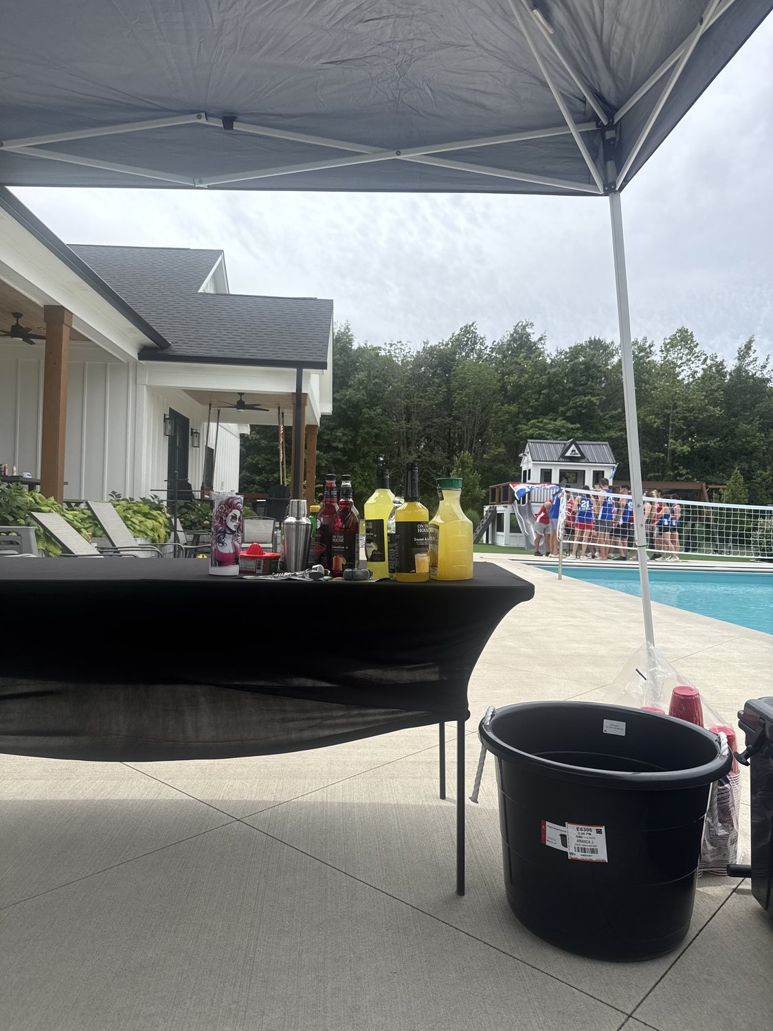 Mandy's mobile bar set up and ready under a canopy